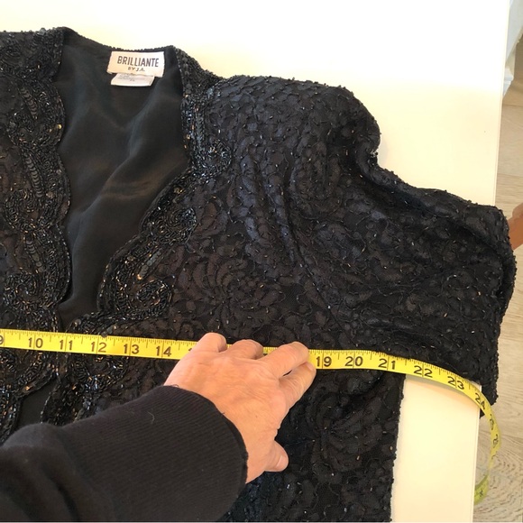 Vintage Brilliante by J.A. Sequins Beaded Lace Black Jacket, Women’s PL, Formal - Picture 12 of 16